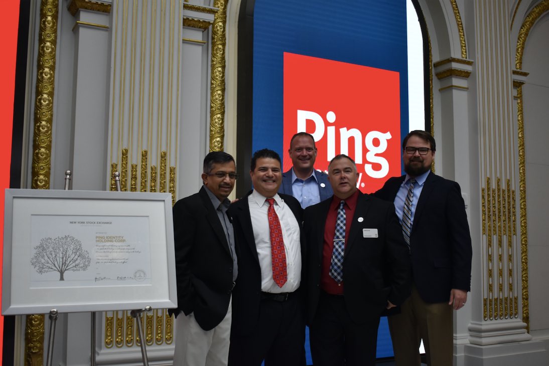 pingidentity's tweet photo. Congrats to our fearless leader Ping Identity CEO @AndreDurand, all the brilliant Ping Identians around the world, our fantastic partners, & most importantly to all our extraordinary customers for making a successful #IPO happen! ππ #PingIdentityIPO @JMUBarry @__b_c @NYSE https://t.co/1U8PzJ2EKP