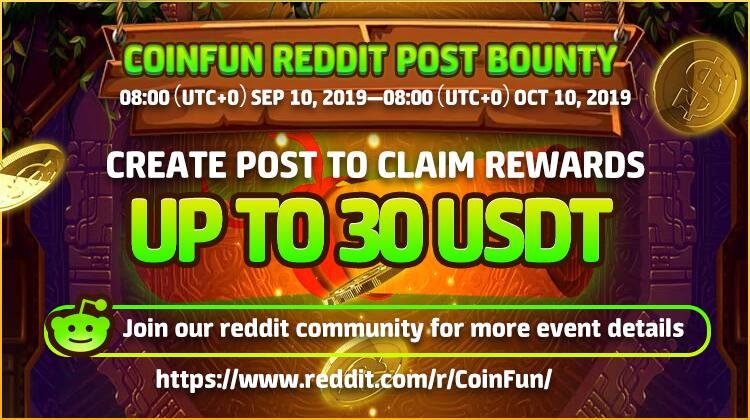 📢📢📢CoinFun USDT rewards
 
↘️video bounty competition: reddit.com/r/CoinFun/comm…

↘️Reddit Post Bounty: reddit.com/r/CoinFun/comm…