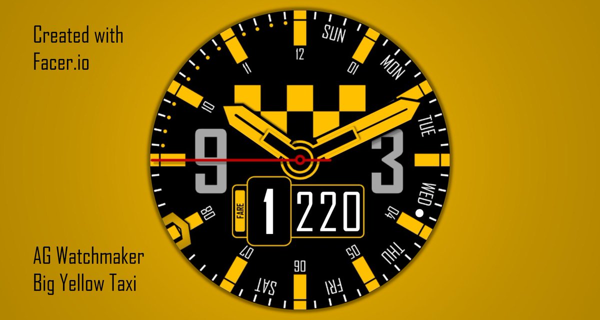 agwatchmaker's tweet image. AG Big Yellow Taxi #watchface #watch #android #tizen @facer_io