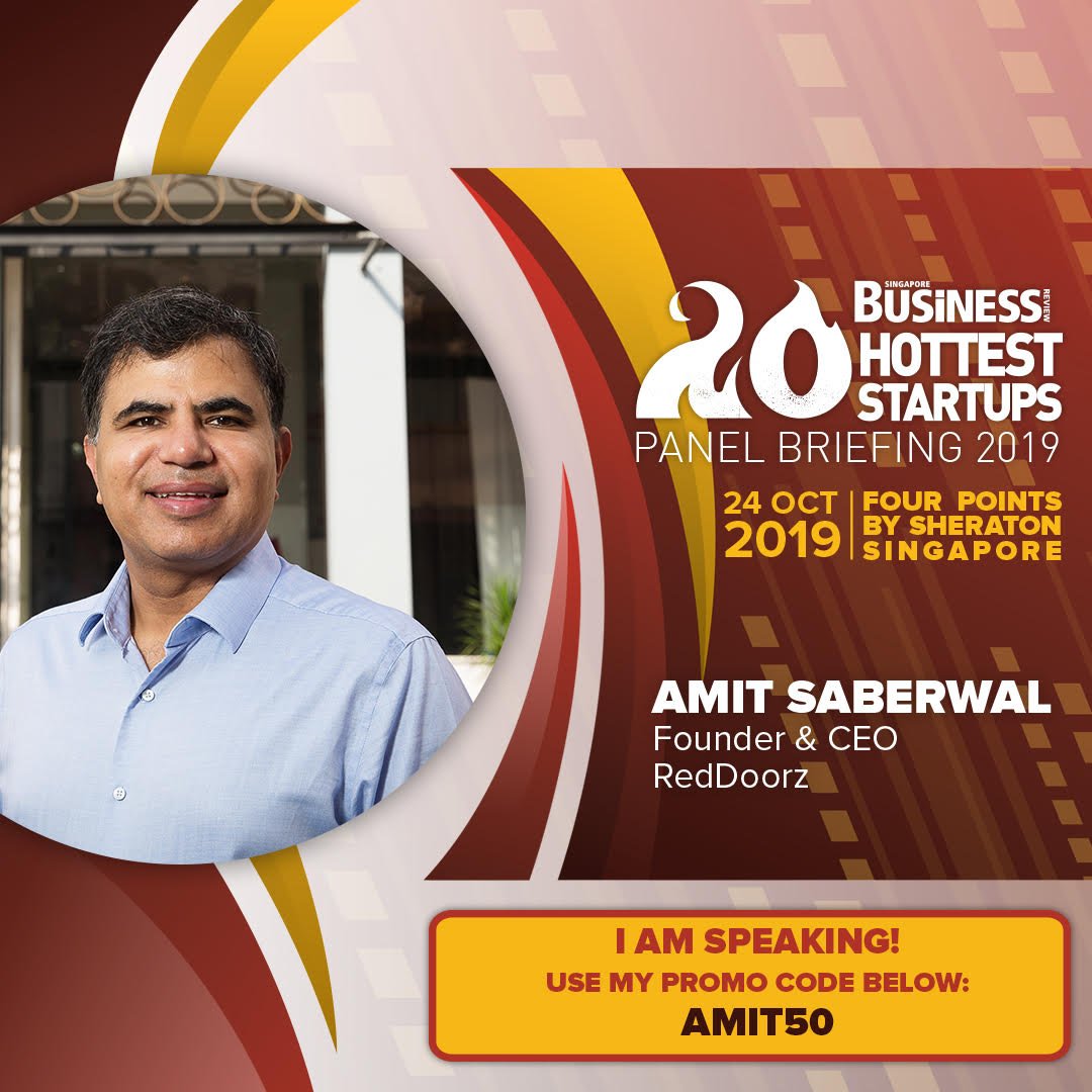 reddoorzhq's tweet photo. Catch #RedDoorz CEO and Founder @amitsaberwal at @SBRMagazine's upcoming Hottest Startups Panel Briefing 2019 on 24 October 2019. 

What’s even better is you can get 50% off your tickets using the promo code AMIT50. Secure your spot now at: https://t.co/RS04whpBaz https://t.co/uXBoDISkH6