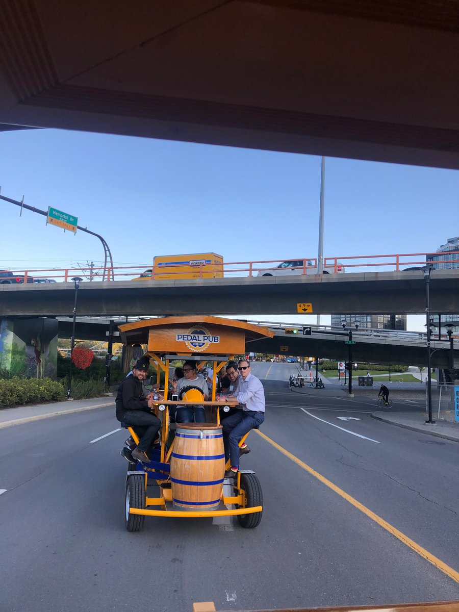 RJC_Engineers's tweet photo. The Infrastructure Professionals Association is touring the Rivers District with @CalgaryMLC who are sharing the redevelopment vision for this critical component of #Calgary’s downtown. #RJCEngineers and @StuartOlsonInc are proud sponsors, with thanks to @BLGLaw. #PedalsandPints https://t.co/2YGFG9L9Kj