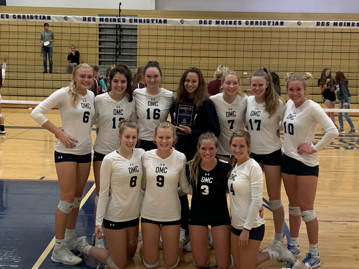 #DMCVolleyball sweeps Pella Christian to win the tournament championship! #LadyLions