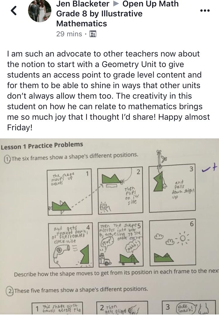 sdlocal777's tweet photo. Honored and amazed to work alongside Mrs.Dreher everyday. She loves math and loves middle schoolers! @IllustrateMath #geometry #equity #access #mathisjoy #mathiscreative #udl https://t.co/WSZCkhAWRZ