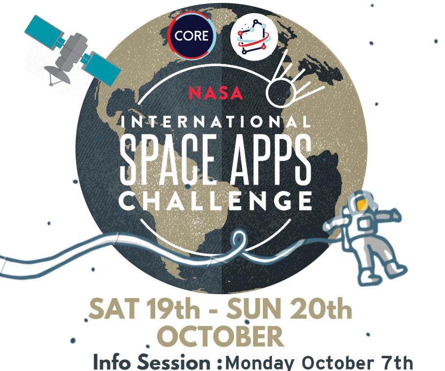 CORE_Innovation's tweet photo. Huston, we have a problem! Got question about #NASASpaceApps? Come to our info night on Monday October 7th @ 5:30pm, and we'll get you space-flight ready in time for liftoff. #spaceappsperth #Coreinnovationhub #hackathon https://t.co/HUIfmHuANB