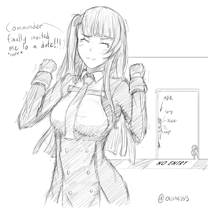 Before agreeing to the date

In case you missed before it: https://t.co/raZjdwLA9N

#WA2000 #GirlsFrontline #少女前線 #ドルフロ #ドールズフロントライン #sketch #Sketchtember #落書き #ツンデレ 