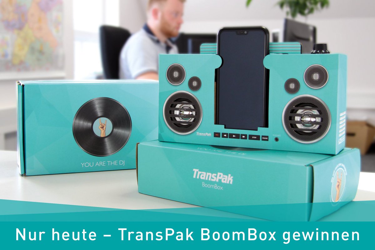 Mit der TransPak BoomBox schwungvoll in's Wochenende!
Heute im Onlineshop bestellen und mit etwas Glück eine TransPak BoomBox gewinnen 📻🎶 der perfekte Stimmungsaufheller für Ihr Büro! Jede Bestellung kann gewinnen - worauf da noch warten?! 😉
➡️ shop.transpak.de