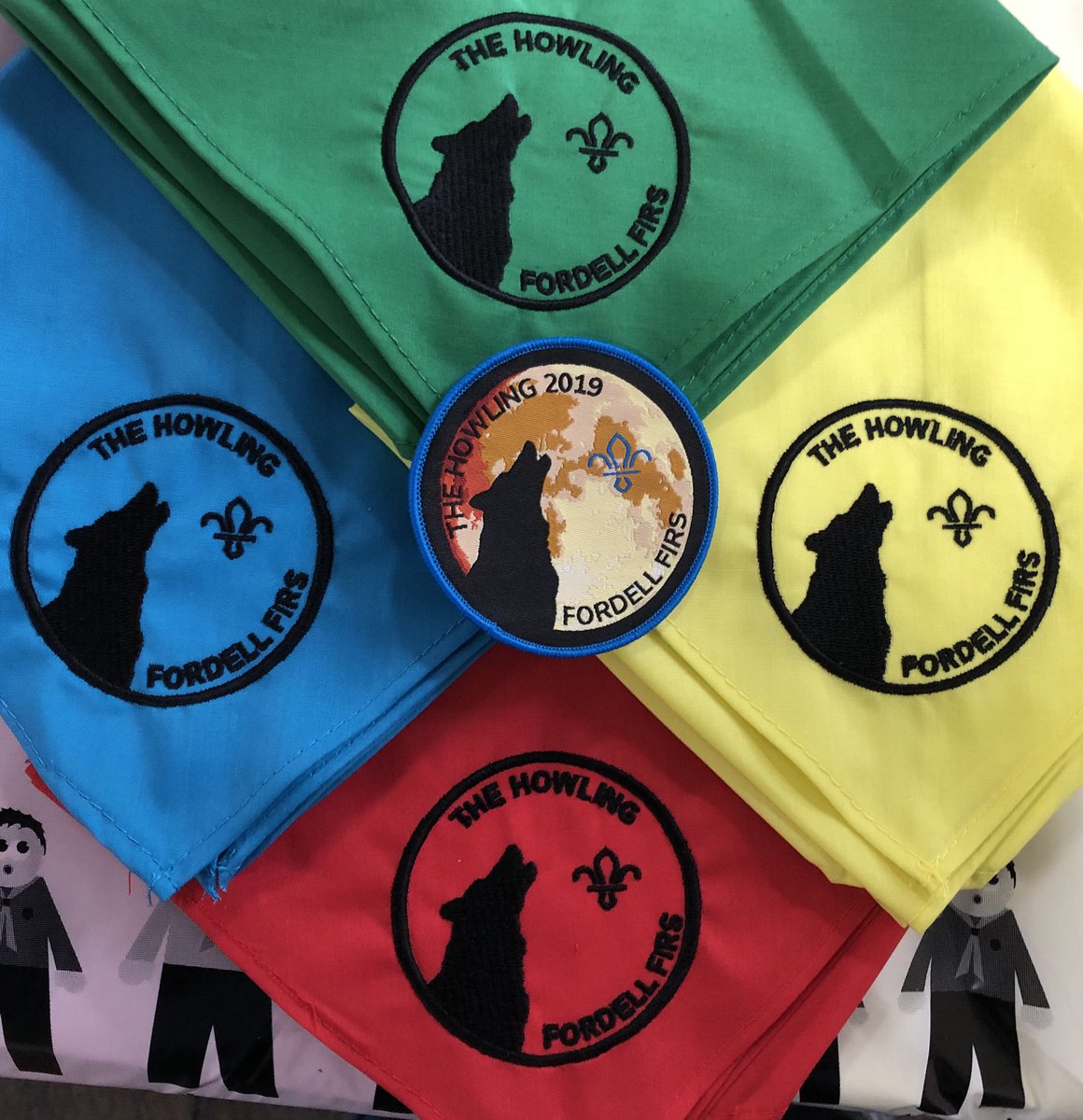 TheHowlingCamp's tweet photo. Here are the badges thanks to @TolleyBadges and subcamp neckers thanks to @onestopscouting  for this weekends @TheHowlingCamp #howling2019 https://t.co/aNiF1adBLi