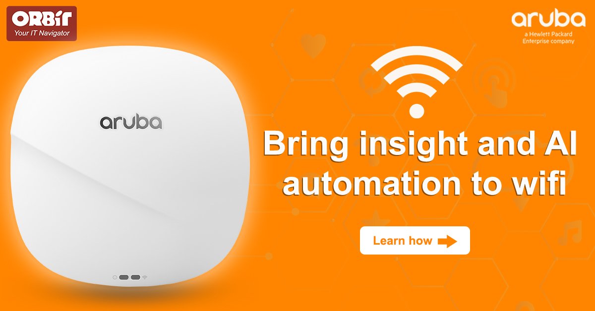 OrbitTechsolInd's tweet photo. Bring insight and AI automation to wifi
learn how : https://t.co/6HYu5KJhkV
#orbittechsol #arubanetworks #aruba #AI #automation #hpe #WiFi6 https://t.co/1pVFk2yeZZ