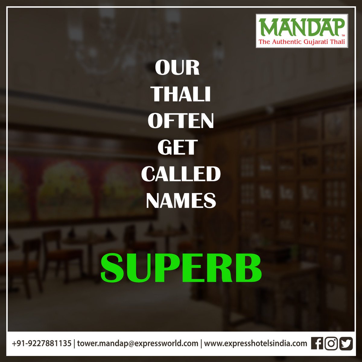 expresshotelind's tweet photo. Have the best Gujarati Thali with us. 
.
#Food #Foodies #FoodLover #GujaratiThali #Mandap #VegetarianThali https://t.co/ebwNSV0x4Z