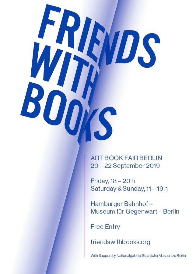 DamocleEdizioni's tweet photo. Damocle Edizioni parteciperà dal 20 al 22 settembre 2019 a Friends with Books: Art Book Fair Berlin, Hamburger Bahnhof – Museum für Gegenwart, Berlino
@friends_wbooks
@smbmuseum
@DamocleEdizioni
#friendswithbooks
#artbookfairberlin
#hamburgerbahnhof https://t.co/mAEykun4qB