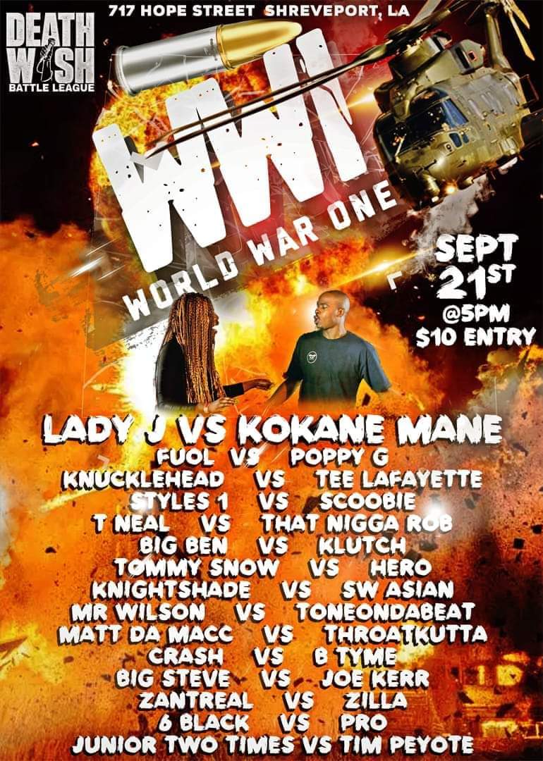 TeeLafayette's tweet photo. I'm back in the battle rap ring this Saturday Sept 21st in Shreveport, LA. If you're in the area come watch me work! ๐ง๐ง๐๐พ๐๐
๐พ๐
#TeeBagged #Unbothered #BlackGirlMagicโจ #TheRemedy
#DeathwishBattleLeague https://t.co/aK7YvQ42pO