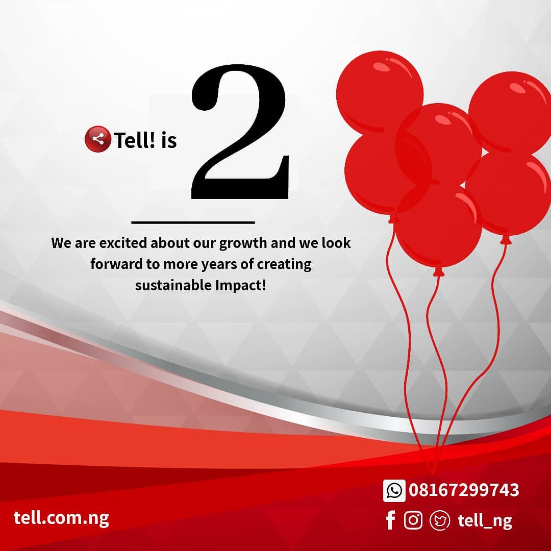 Today is Tell!s Second Year #Anniversary and We can't keep calm!!! 🥳🥳🥳

#africanwriters #writersnetwork #nigerianstartup #startup