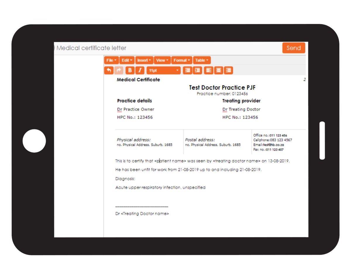 HealthbridgeZA's tweet photo. Did you know that you can create electronic #sicknotes, #scripts & #referral letters with the Dr App straight from your tablet device? Click the link to find out more: https://t.co/zw5bhbvnqE #DrApp #EHR #EMR https://t.co/PfCiM6abNm