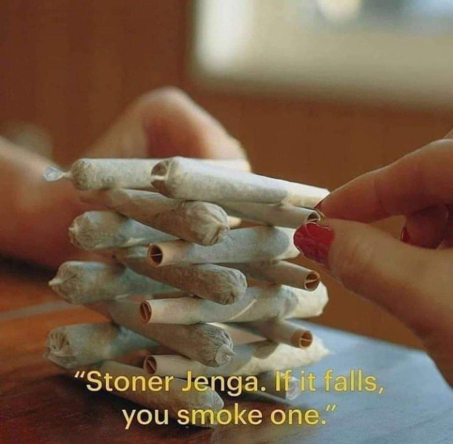 dindianstoner's tweet photo. I will never win! 
#StonerGames #IndianStoner #Jenga #StonerMemes #weed #stoner #meme #stonermemes #pothead #cannabis #weedjokes #weedhumor #maryjane #blazeit #highlife https://t.co/W6wTjAWtwm