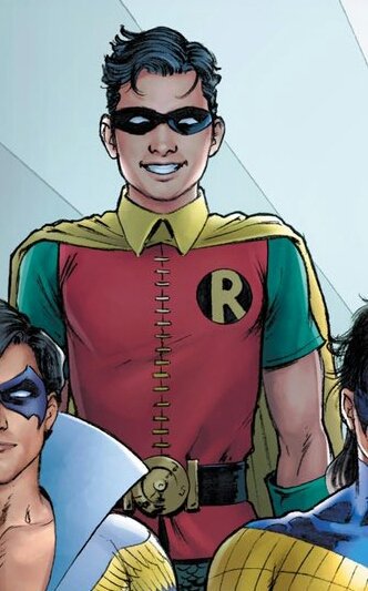 Now sometimes people associate that hairstyle on Robin with Jason Todd, but I think it's cool that Nicola was homaging Dick's debut look in Detective Comics #38 (1940). /6Right image is from Detective 38 (1940) cover. Art by Bob Kane and Jerry Robinson