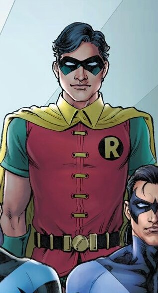 Nicola is without a doubt homaging the 1984 design for Robin. His hair is more side swept just like in the original image, the stitching on his chest has be reduced, and the belt has more detail to it. At this point Dick wanted his own independent person and this shows as... /11