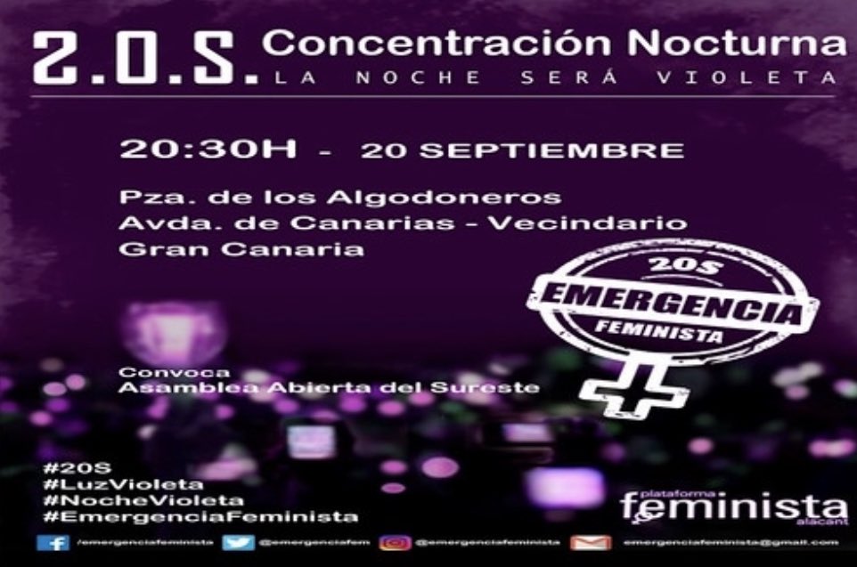 domingomartingc's tweet image. Concentración Nocturna en Vecindario contra los asesinatos, violaciones y todo tipo de violencia machista #2OS #LuzVioleta #NocheVioleta #EmergenciaFeminista #concentración #ViolenciaDeGénero #Agüimes #Aguimes #Vecindario domingomartin.blogspot.com/2019/09/concen…