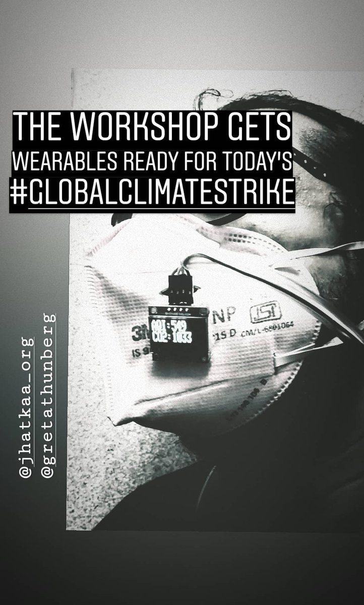 THEWorkshop_Blr's tweet photo. We made some #diywearables combining the simple pollution mask and an AQM so the effects are actually visible and measurable. Big ups to @Jhatkaadotorg #GlobalClimateStrikeIndia  #thinkhappyeveryday https://t.co/ZLvWWVUyd1