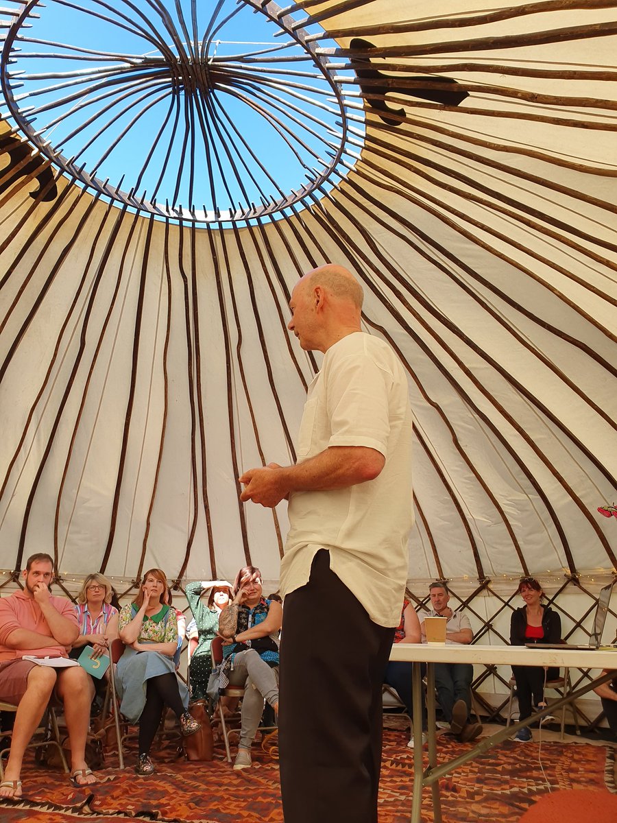 Information shared in a yurt goes in so much better.... Thanks #roydeveau #pbsfest
