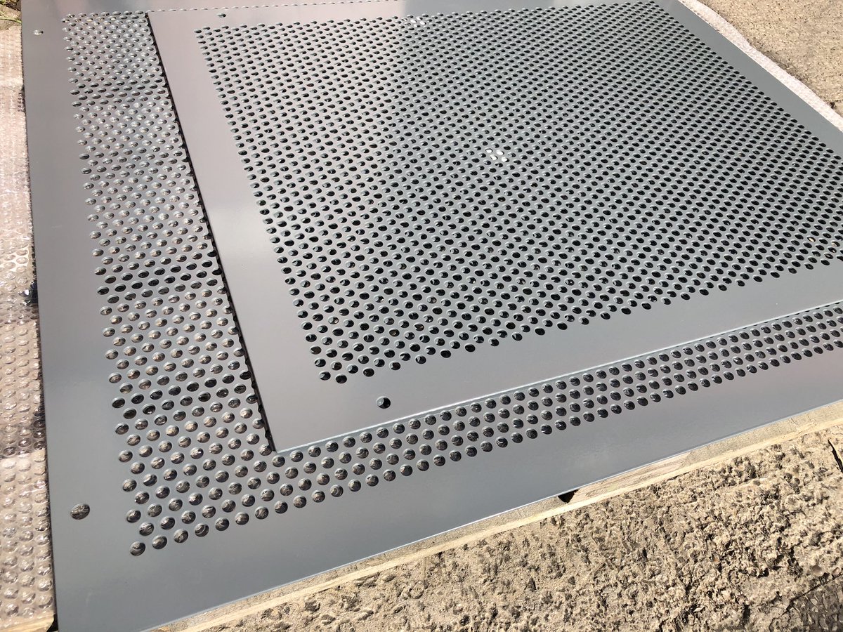 Perforated and powder coated infill panels ready for dispatch #architectural #perforated #madeinsheffield #ukmfg