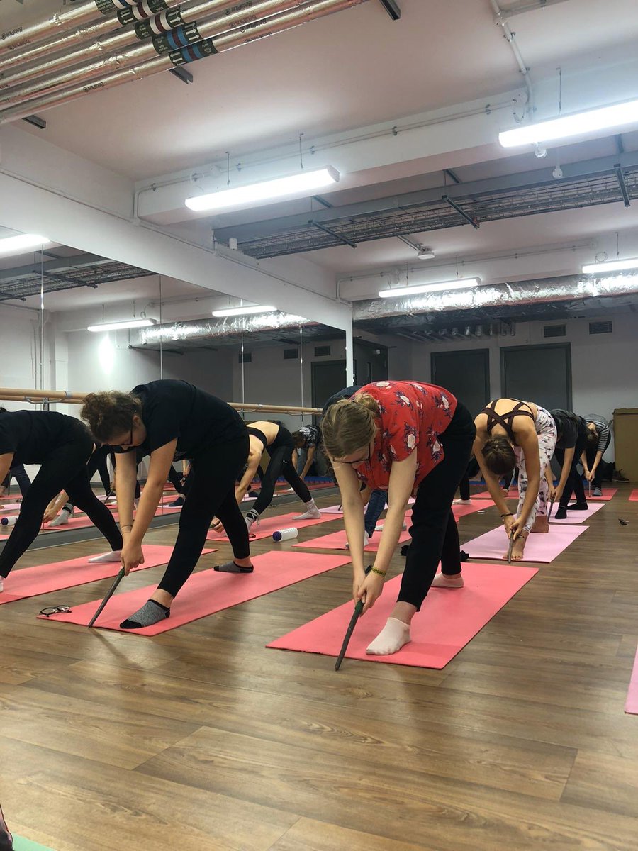 ManchesterSU's tweet photo. Yesterday’s Harry Potter yoga was so much fun! Who know wizardry and stretching worked so well together? ⚡️What’s been your highlight of #FreshersWeek2019 so far? https://t.co/0SOJ19Iq7Z