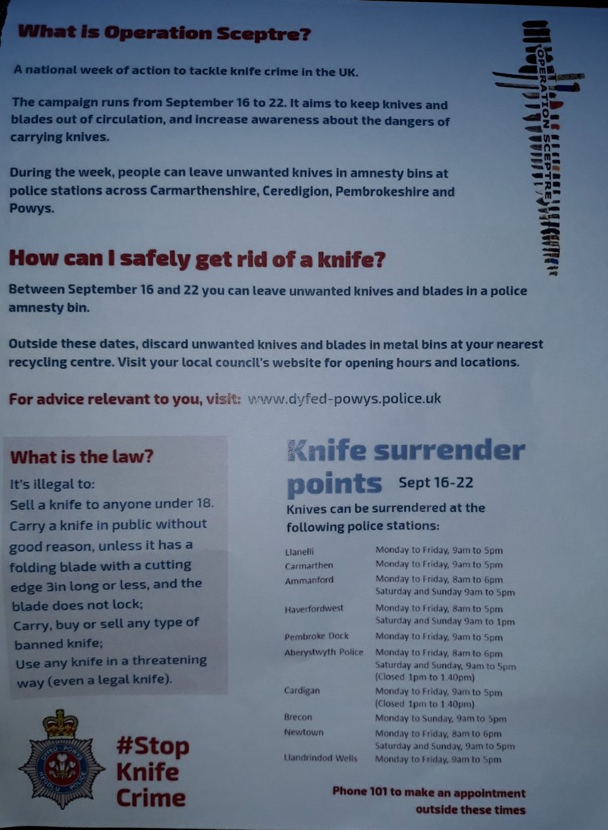 Operation Sceptre - Knife Amnesty. Please see details below 😊