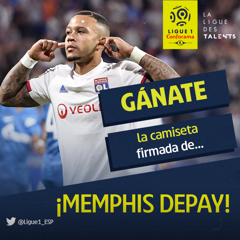 Ligue1_ESP's tweet photo. ¡Este domingo tenemos #OLPSG y TE PUEDES GANAR la camiseta firmada de @Memphis Depay! 🦁😍

🔄 Dale RT
🤝 Sigue @Ligue1_ESP https://t.co/ITx4PfQjLZ