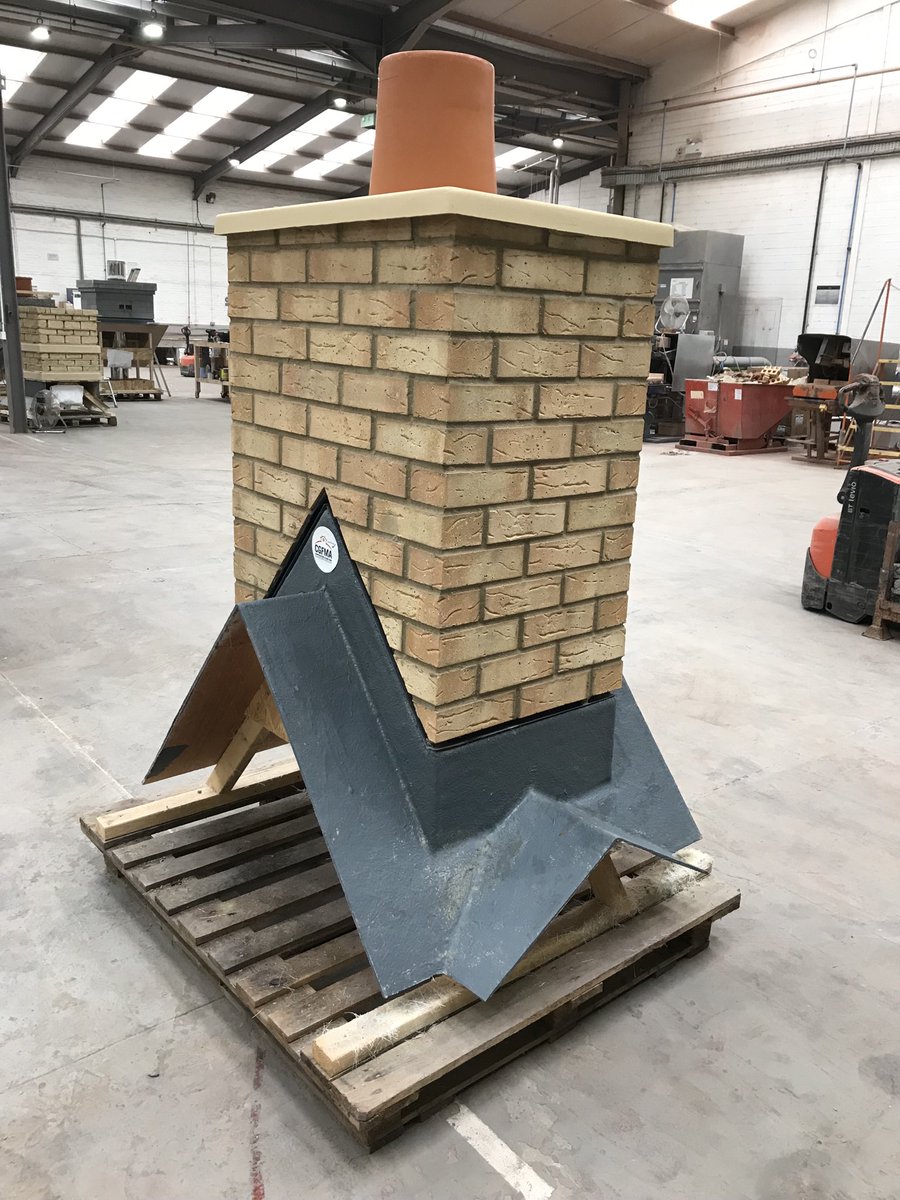Need a #chimney to sit on more than one roof line? Not a problem! Call us with details of your project for chimneys of any size and base fitting. Finished in brick or stone slips or prepared for rendering. ☎️01495 759 555 #offsite #prefabricated #GRP #housebuilding