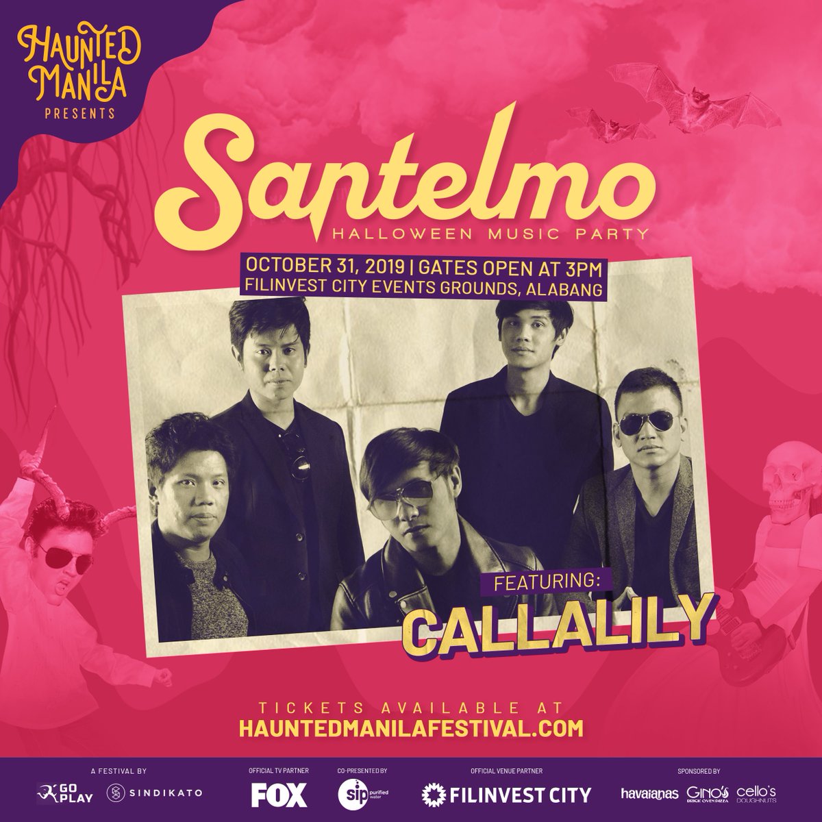 HauntedMNLFest's tweet photo. Get ready as Alternative Pop-Rock Band, @callalilymusic , will make you scream your heart out! 🎸

Sing and scream with us! Festival Passes are now available! Visit https://t.co/ujCqxyPmO2 and get additional discounts with our Early Bat prices! 🦇

#HMFSantelmo https://t.co/WlQagePqIx