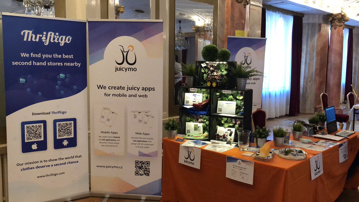 Our #JuicymoEN booth at #WebExpo is ready ;) come say Hi to Marble Hall!