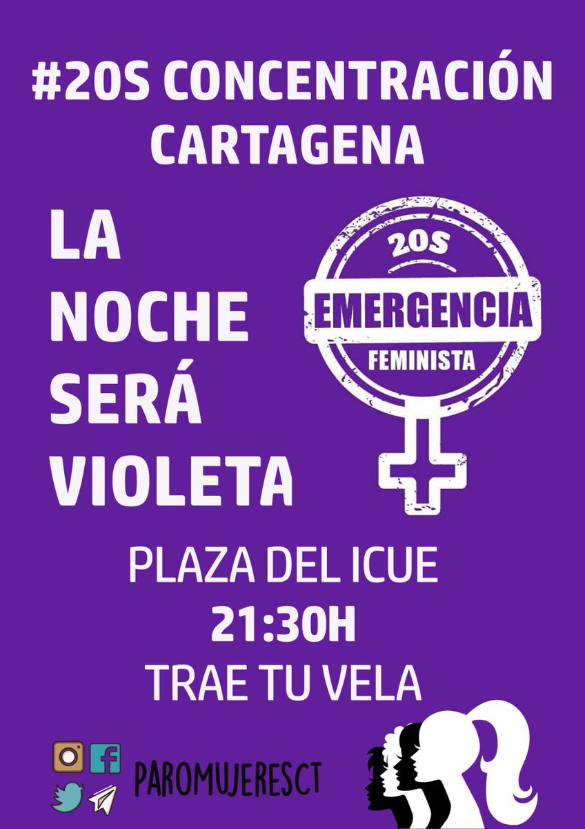 femerenas's tweet photo. 12/12 En #Cartagena convocan concentración el @ParoMujeresCt
#20S #20SSOS #EmergenciaFeminista
#ElPalmarFeminista #ElPalmarvioleta #NocheVioleta #MurciaFeminista https://t.co/LIbTfrqozI