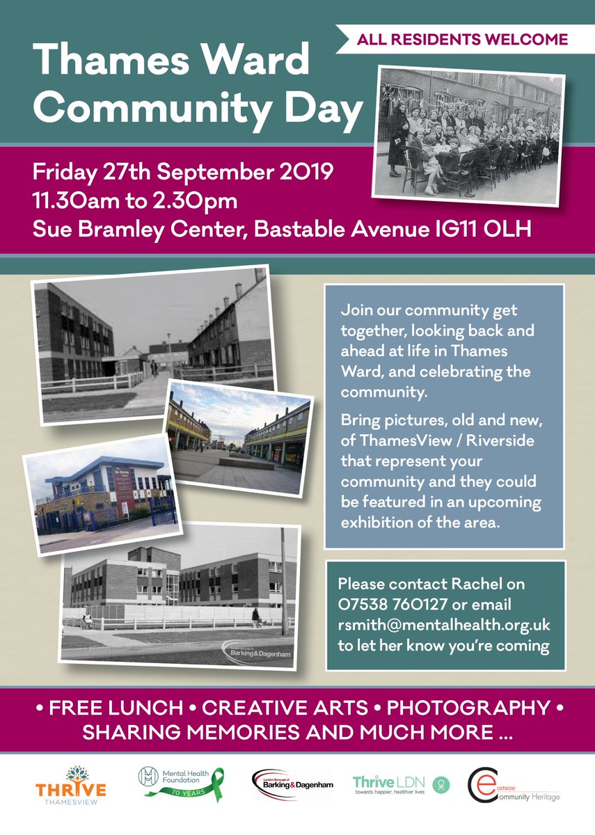 ThamesThrive's tweet photo. Join us on Fri 27th Sept for #ThamesWard Community Day. 
We are teaming up with @EastsideCH for a session filled with creative art, shared memories &amp; discussions, free lunch, space to connect with other local people and more... https://t.co/QbiWW67T9e