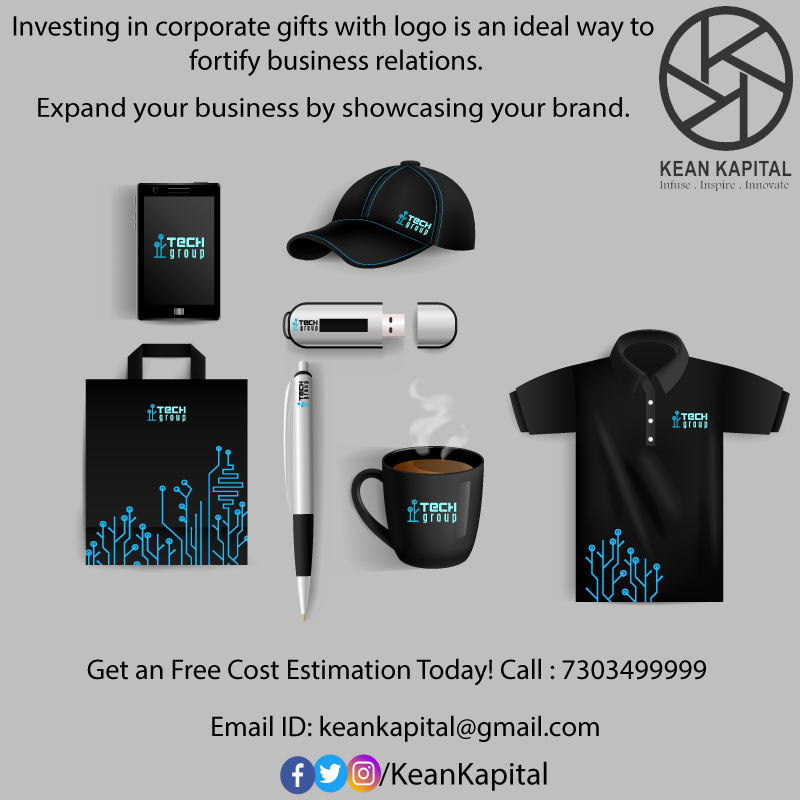 Investing in #CorporateGifts with logo is an ideal way to fortify business relations.
Expand your business by showcasing your brand.
#CorporateBusinessGifts #PersonalizedGifts #CustomCorporateGiftsbuyonline
Call : 7303499999
Email ID : keankapital@gmail.com