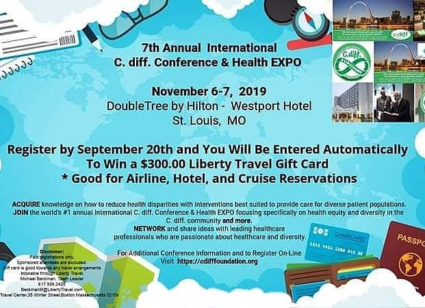 cdiffFoundation's tweet photo. #Cdiff2019  Today is t/last day to be entered in the drawing to win a $300 Liberty Travel Gift Card. Good towards Airfare, Hotels, &amp; Cruises booked through LibertyTravel Worldwide. Register Today.
Don't miss this opportunity. We look forward to meeting you in #November! #cdiff https://t.co/AUoi7zVEc8