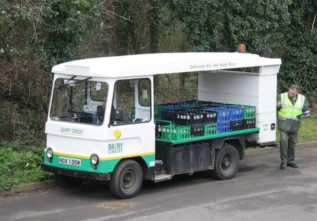 The UK used to have more electric vehicles than anywhere else in the world:

A fleet delivering local, organic produce on a next-day/subscription model, with payment after delivery, zero single-use plastics, and daily recycling pickups.