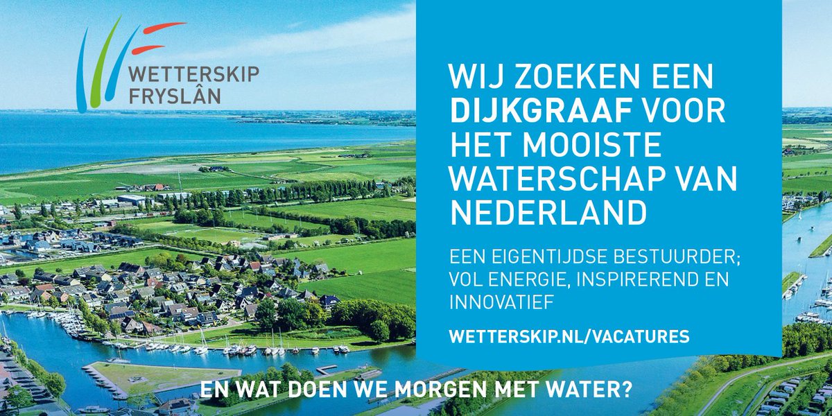 Sta jij als bestuurder boven de partijen, geef je ruimte en vertrouwen en stel je jezelf op als sparringpartner? Dan ben jij wellicht onze nieuwe dijkgraaf. Lees de vacature en de profielschets op bit.ly/2kTlbYY.
