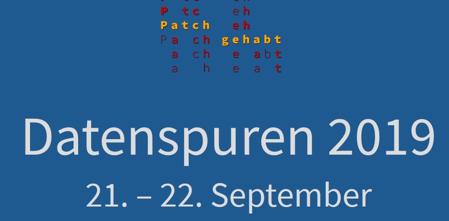 DS_Stiftung's tweet photo. "#patchgehabt!"
heißt es am Wochenende bei den @datenspuren des #CCC in #Dresden.
Wir freuen uns drauf und steuern eine keynote bei:
"Was heißt #Datensouveränität ?"
https://t.co/lo9iFG4xqf https://t.co/Pm6L1Iu5Wn