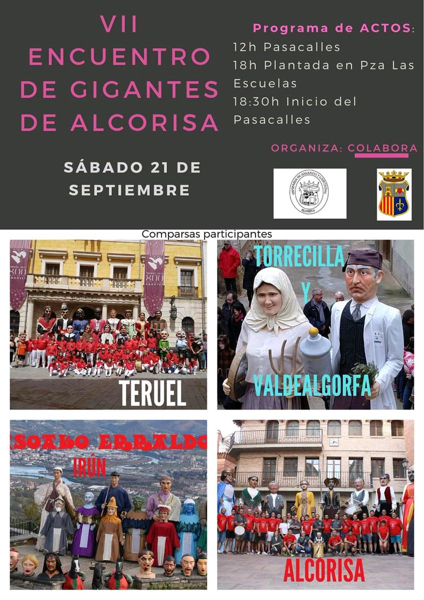 GigantesAlcoris's tweet photo. VII ENCUENTRO GIGANTES DE ALCORISA https://t.co/YzF6vyRzW3