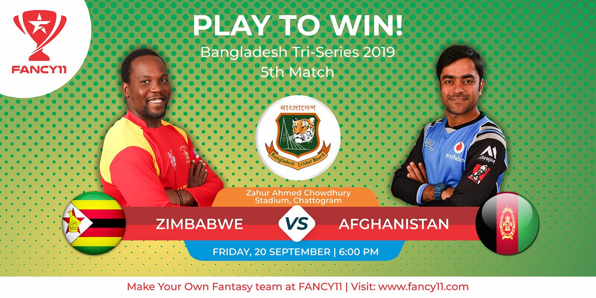 Fancy11official's tweet photo. Bangladesh Tri-series: Zimbabwe vs. Afghanistan
is your team ready?
Win Real Cash Prizes in this series.
Download the App Now - https://t.co/vtDQ8o8vzw
#T20I #FantasyCricket #Fancy11 #ZIMvsAFG https://t.co/zVgQXDh96y