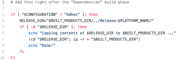 basvankuijck's tweet photo. Having problems archiving an iOS Adhoc build in Xcode11 + SPM? Where SPM packages are compiled in the Release-iphoneos folder instead of Adhoc-iphoneos

Add this to your build phase:
https://t.co/ZAvvztku5T https://t.co/xugplG6L0b