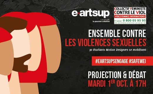 eartsup's tweet photo. En partenariat avec @Violsfemmesinfo 30 étudiants ont réalisé des films de #prévention en #MotionDesign pour #sensibiliser contre les violences sexuelles lors des week-ends d’inté. #Soirée #projection/débat le 1er oct à 17h, toutes les infos ici ▶️https://t.co/i0G4273LlO #SafeWEI https://t.co/4uTVQZva7w
