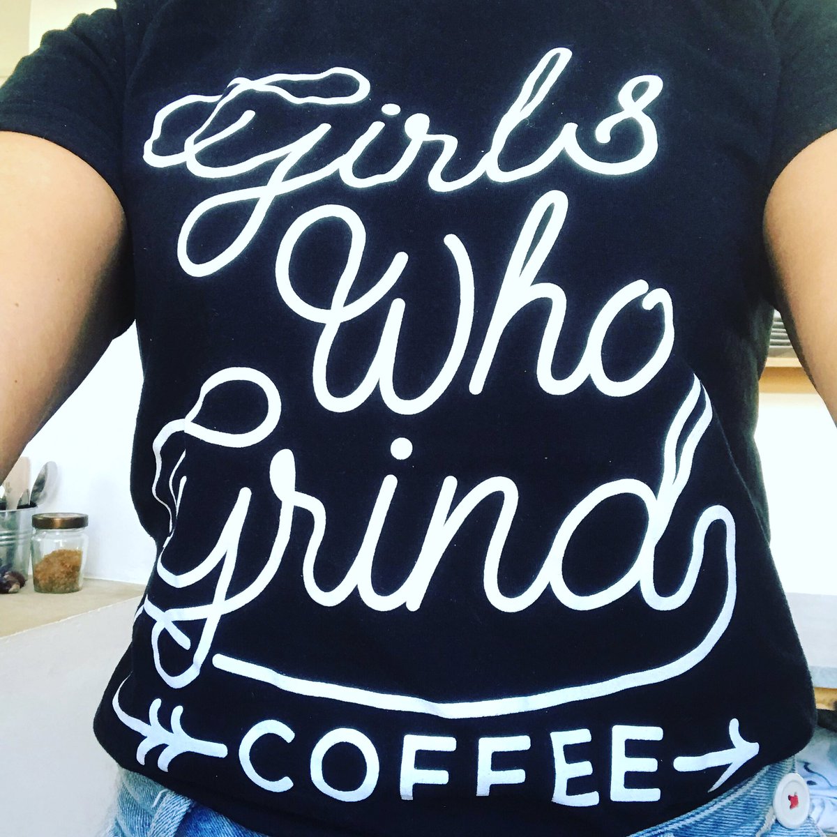 When you love the coffee you serve so much that you wear the brand for all to see 🖤💚 #girlswhogrindcoffee #bunandbean <a href="/GWG_Coffee/">GirlsWhoGrindCoffee</a>