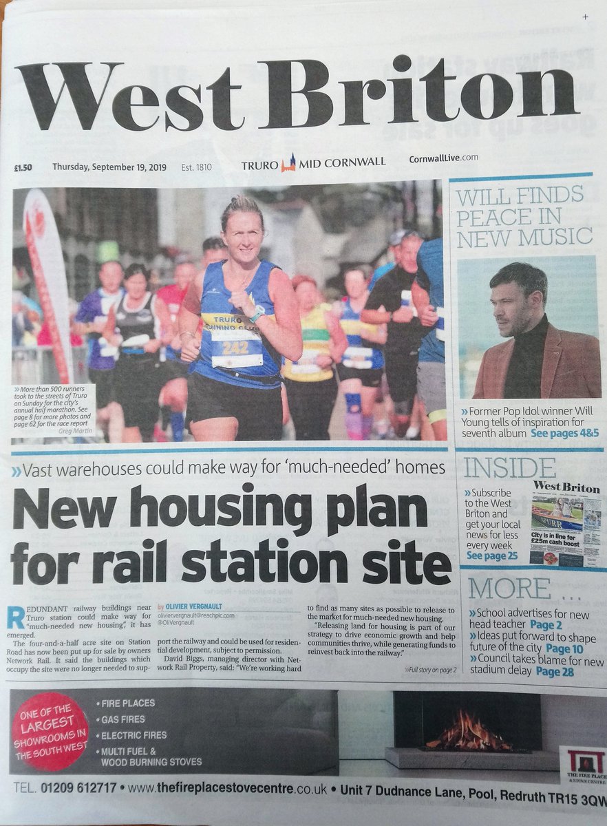 DuchyPlantHire's tweet photo. Front page of the @WestBriton!!!
Top coverage from them for the Truro Half Marathon. Front page in the Truro edition, +2 pages inside across all editions. They've been so supportive before the event, on the day, and now this!
#TruroHalfMarathon #ProudSponsors @TruroRC https://t.co/FPSp55Zf9y