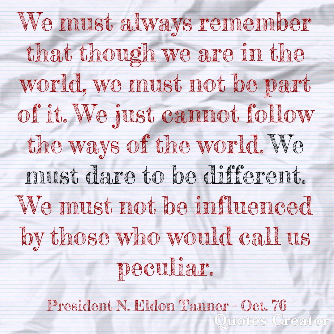 BabyBackSaint's tweet photo. Dare to be different! #LatterDaySaint #OnAJourney #TwitterStake #GeneralConference #GenConf #Oct76 #PresidentTanner #BeDifferent https://t.co/2TWw6oMLI4