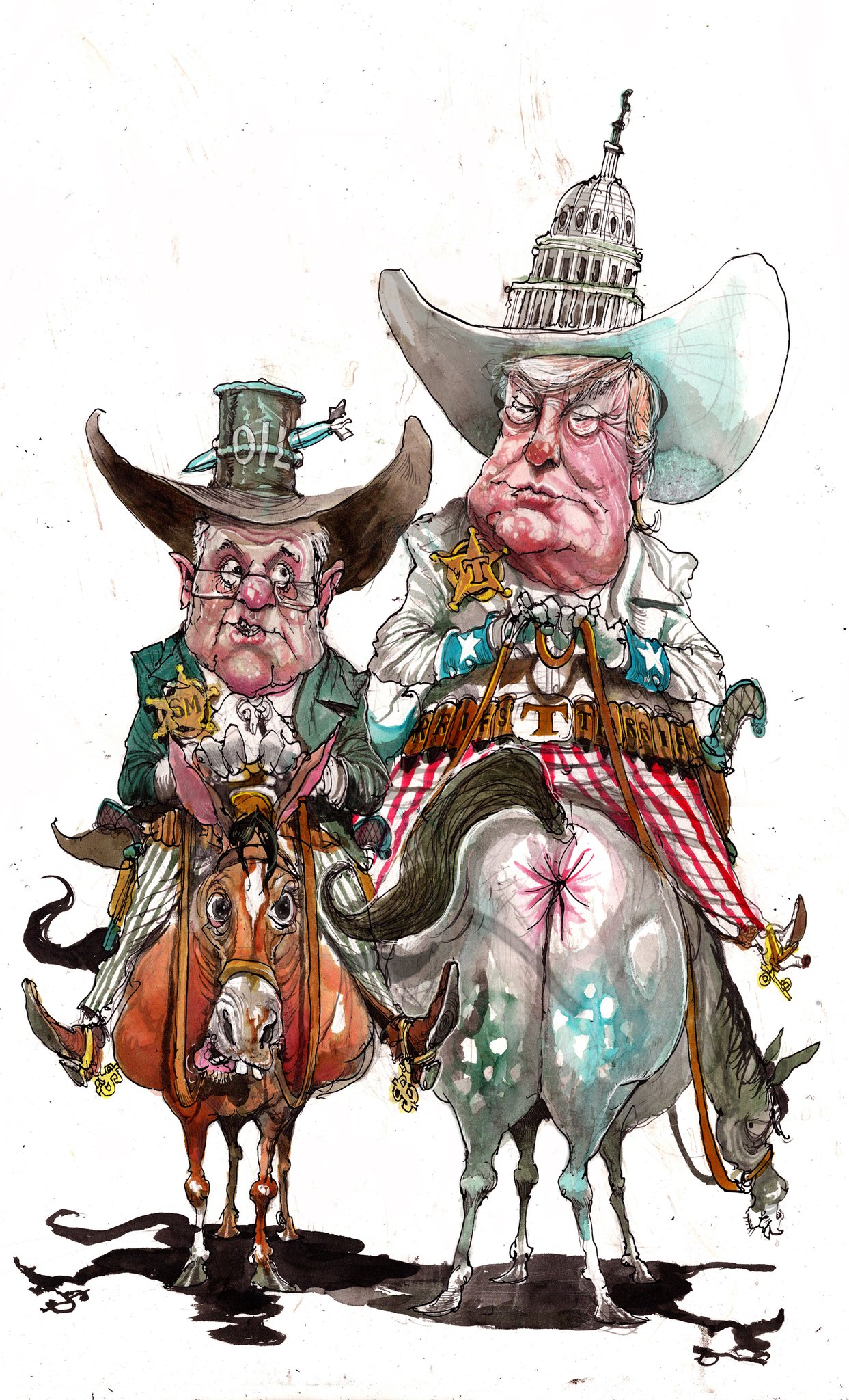 Two village idiots on their horses