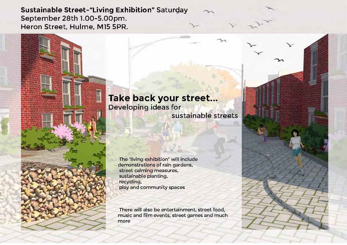 Bridge 5 Mill (@bridge5mill) on Twitter photo Heron Street in Hulme will be transformed from 1 - 5pm on Saturday 28 September to show what a Sustainable Street could look like. The day will showcase <a href="/ManMetUni/">Manchester Metropolitan Uni</a> MA student ideas and will also see street games, food & entertainment Heron Street in Hulme will be transformed from 1 - 5pm on Saturday 28 September to show what a Sustainable Street could look like. The day will showcase <a href="/ManMetUni/">Manchester Metropolitan Uni</a> MA student ideas and will also see street games, food & entertainment