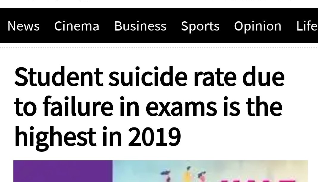 ~40-50% of suicides in India, there is no diagnosable mental illness (unlike West). So what's causing the crisis? Let's begin with children! If school going children are dying of suicide, shouldn't we ask what is wrong with our education system? And do something about it?... 3/n