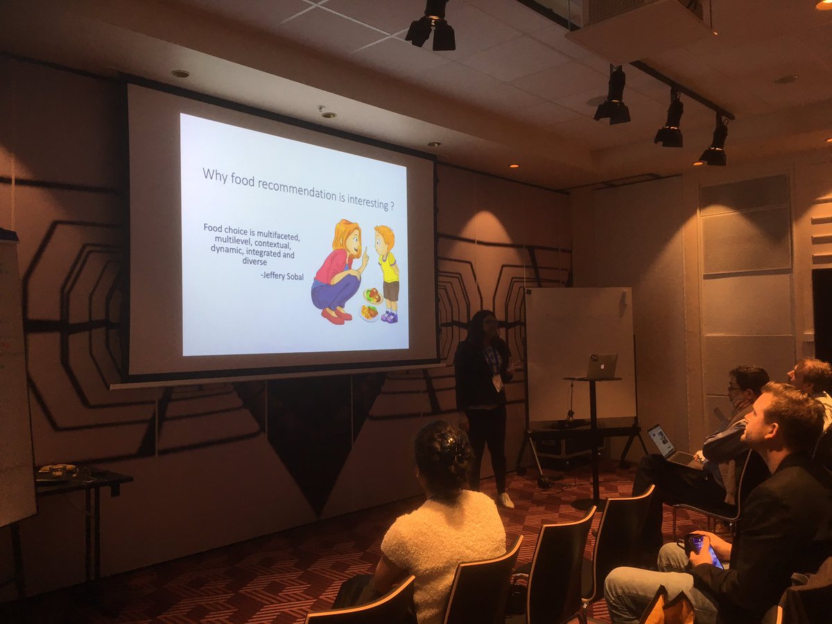 HannaHauptmann's tweet photo. @MansuraKhan273 presenting work on "Personalized, Health-Aware Recipe Recommendation: An Ensemble Topic Modeling Based Approach" at the #HealthRecSys workshop #recsys2019 https://t.co/LTDp0sjBor