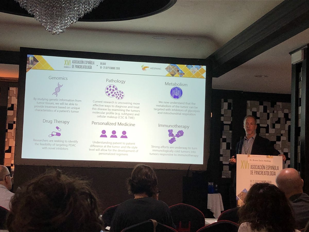 DeMadaria's tweet image. Bruno Sainz, ganador de una beca Carmen Delgado/Miguel Pérez-Mateo de @AESPANC @ACanPan @Run4Pancreas hablando sobre nueves líneas de investigación en cáncer de páncreas #Run4Pancreas #Bilbao 2019