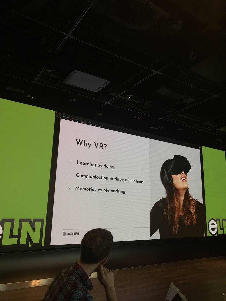 Designs_JoanK's tweet photo. 3 key points when considering #VR from @NuccoBrain ! #eLNEvent https://t.co/PwPbqOyxbp